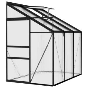 Serre de jardin 2,4 m² adossable en polycarbonate et aluminium noir