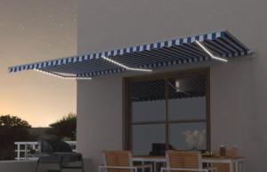 STORE BANNE 6 x 3 m, manuel, éclairage LED, toile 10 coloris