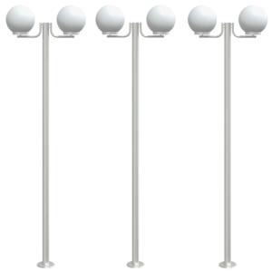 Lampadaires d'extérieur inox, moderne, 2 têtes, 220 cm, lot de 3