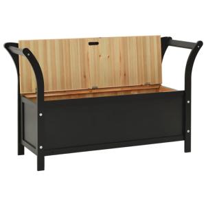 BANC en bois noir, avec coffre de rangement intégré