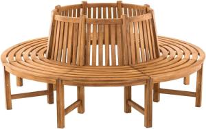 BANC de jardin tour d'arbre en teck massif, 205 cm