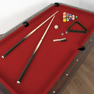 BILLARD PROFESSIONNEL marron 8Ft, tapis rouge