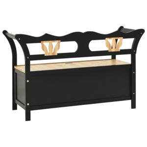 BANC en bois noir, avec coffre de rangement intégré