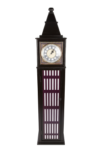 MEUBLE rangement design "Big Ben" avec horloge, bois massif, look rétro, noir, 120 cm