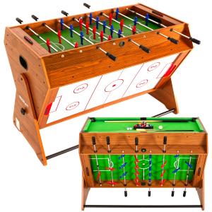 TABLE de jeux 3 en 1, pivotante, Hockey, Baby-foot et Billard 