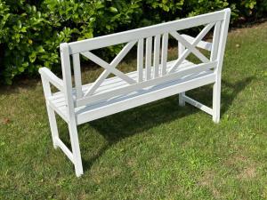 Banc de jardin 120 cm, bois massif acacia, blanc