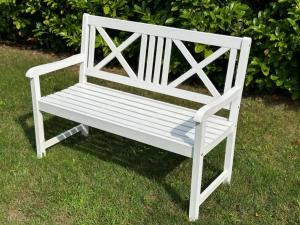 Banc de jardin 120 cm, bois massif acacia, blanc