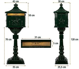 Boîte aux lettres, Antique, en fonte d'aluminium, bronze