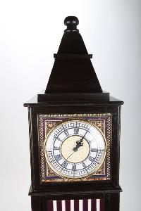 MEUBLE rangement design "Big Ben" avec horloge, bois massif, look rétro, noir, 120 cm