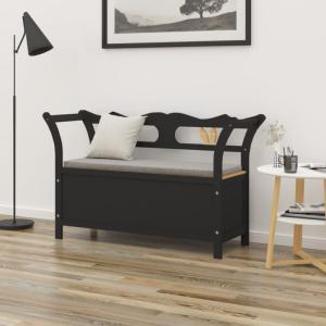 BANC en bois noir, avec coffre de rangement intégré