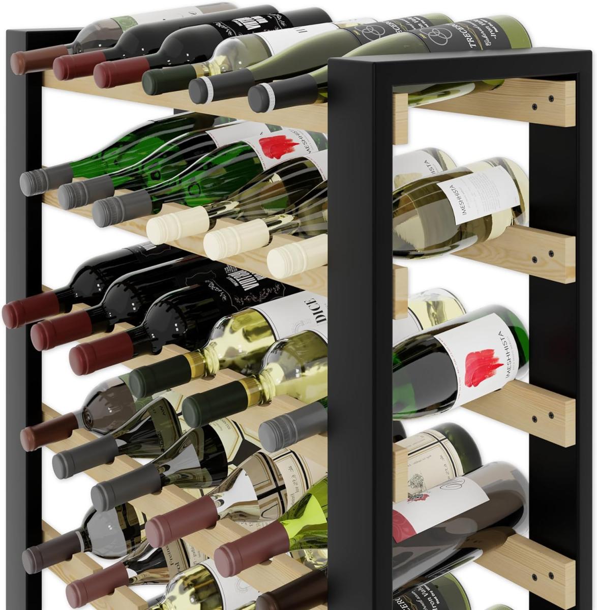 Porte bouteille 87x55x39cm Étagère à vin 36 bouteilles Casier à vin en bois  Présentoir design déco