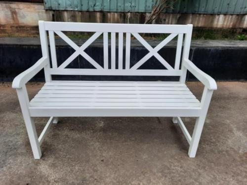 Banc de jardin en bois massif acacia, blanc