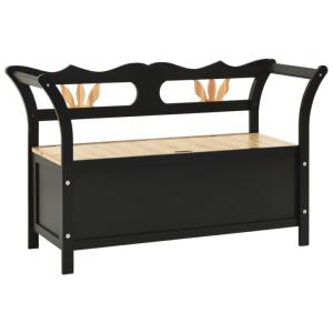 BANC en bois noir, avec coffre de rangement intégré