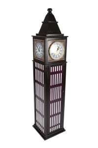 MEUBLE rangement design "Big Ben" avec horloge, bois massif, look rétro, noir, 120 cm