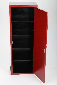 Armoire rangement 85 cm, design "Whisky", bois rouge look rétro