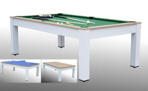 Table BILLARD/ping-pong, XXL 226 cm, bicolore avec plateau salle à manger.