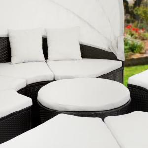 Canapé de jardin rond,résine tressée, modèle XXL - 230 cm, noir ou marron