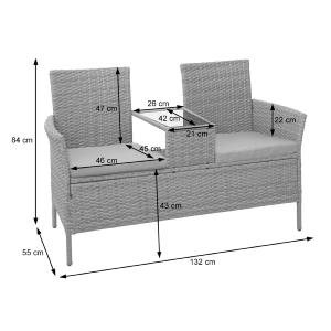 Fauteuils duo, résine tressée noir, avec tablette