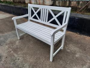 Banc de jardin en bois massif acacia, blanc