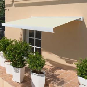 STORE BANNE coffre intégral 4.5 x 3 M motorisé, blanc, beige