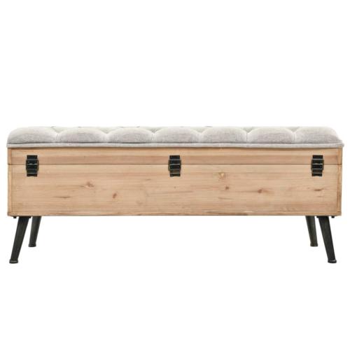 Banc Sur Pieds Et Coffre Bois Naturel Avec Coussin Assise