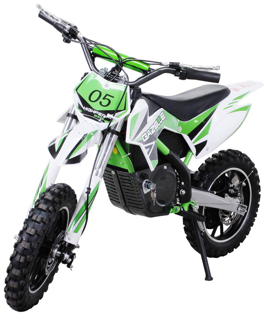 Moto électrique pour enfants au design cross et de couleur vert et