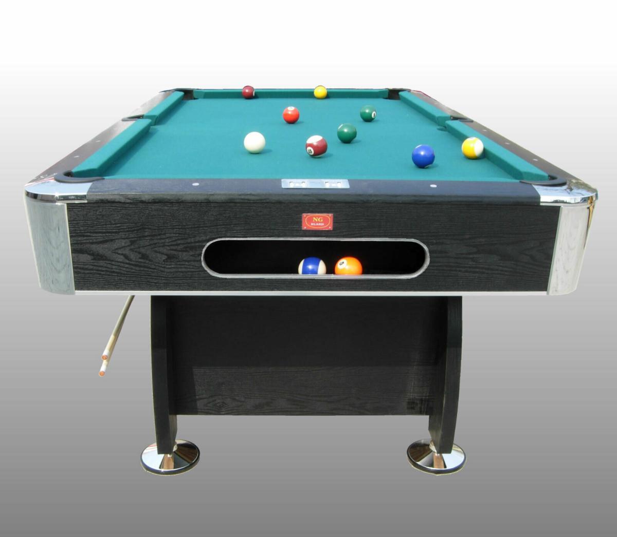 BILLARD PRO, marron, taille 245 cm avec tapis bleu