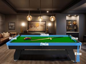 BILLARD PRO 9 Ft, 275 cm, Bois NOIR, tapis vert