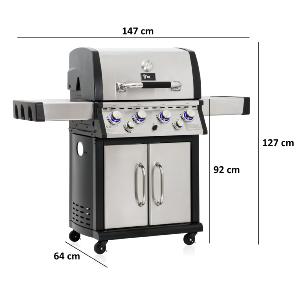 BARBECUE gaz, luxe en INOX, 5 brûleurs + brûleur infrarouge