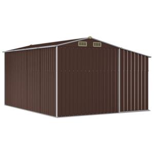 ABRI de jardin métal galvanisé marron , auvent range buches, 10,15 m²