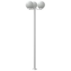 Lampadaires d'extérieur inox, moderne, 3 globes, 220 cm, lot de 3