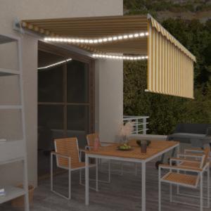 STORE BANNE 350 x 250 cm avec auvent, motorisé, éclairage LED, détecteur de vent, 5 coloris