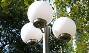 Lampadaires d'extérieur inox, moderne, 3 globes, 220 cm, lot de 3