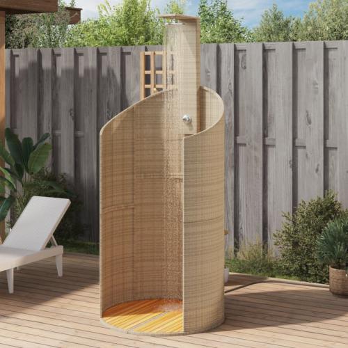 DOUCHE de jardin avec tour de protection, résine tressée beige