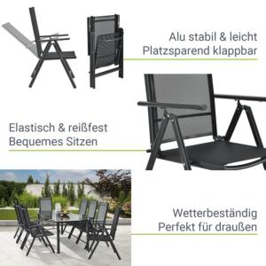 SALON de jardin en ALUMINIUM noir/8 chaises