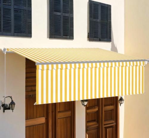 STORE BANNE 400 x 300 cm avec auvent, jaune/blanc, manuel